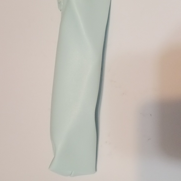 PU LeatherSmall Slim Cosmetic Pouch Storage Waterproof Zipper Pouch Pale Lt Blue - Picture 3 of 4